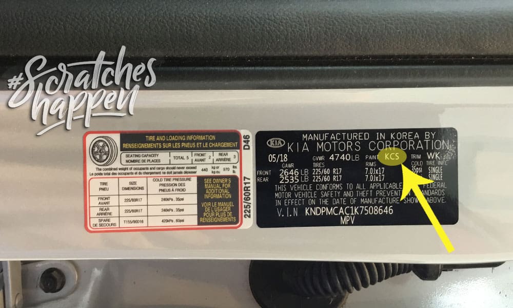 Kia Paint Code Location (Sticker) Kia Paint Code Location (Sticker)