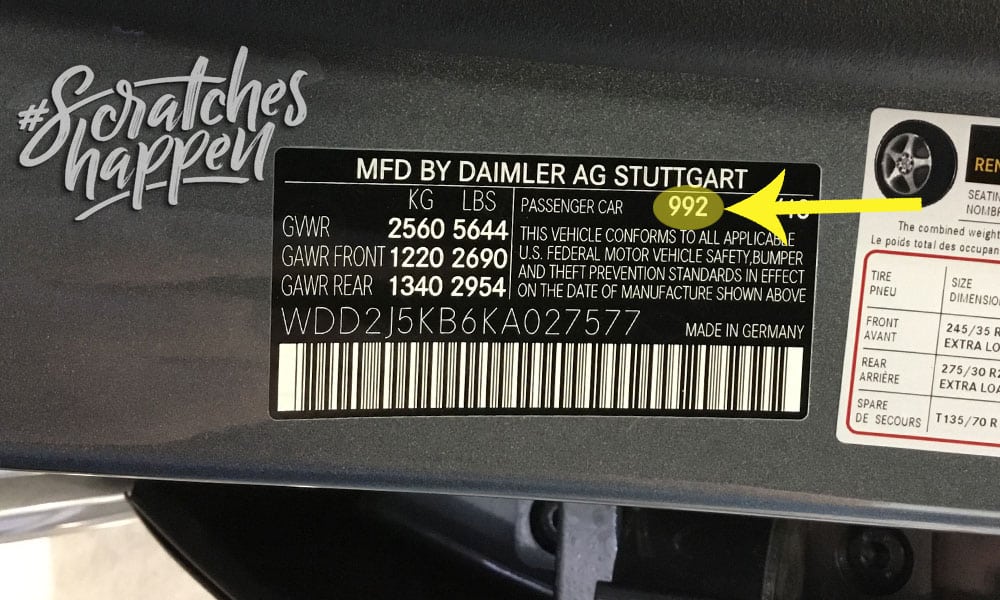 Mercedes-Benz Paint Code Location (Sticker)