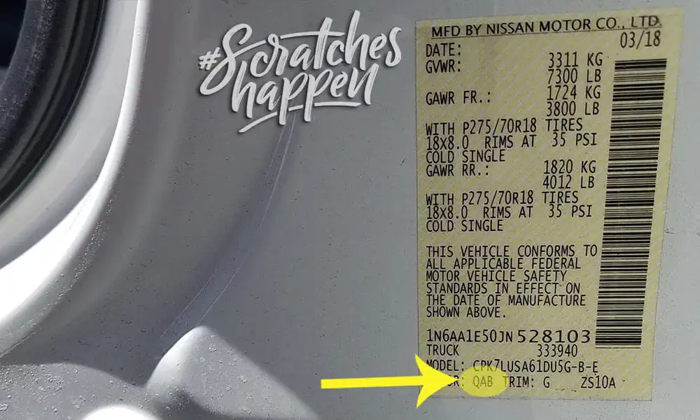 Nissan Paint Code Location (Sticker) Nissan Paint Code Location (Sticker)