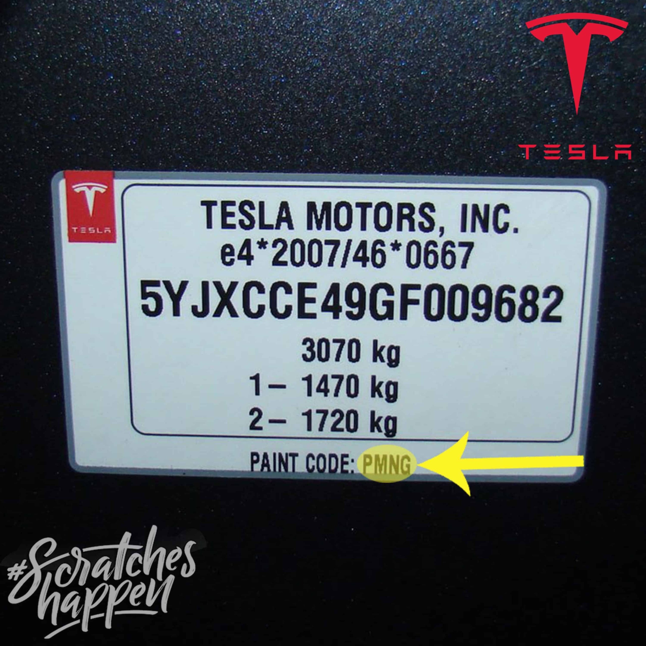 Tesla Paint Code Location (Sticker)